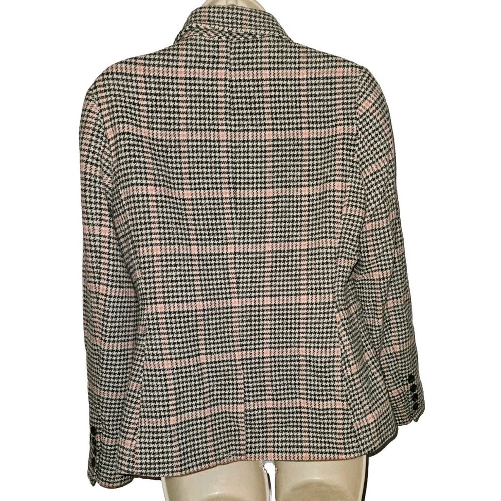 LL Bean Blazer Jacket Wool Silk Coral Black‎ Houndstooth Bellandi Career Size S - Picture 2 of 5
